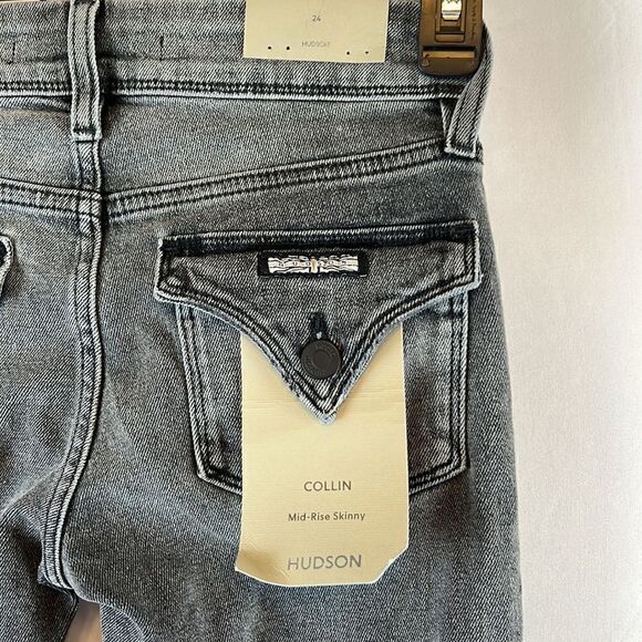 Hudson Jeans Collin Mid-Rise Skinny Jeans- Stone Grey- Size 24- NWT - Picture 7 of 12